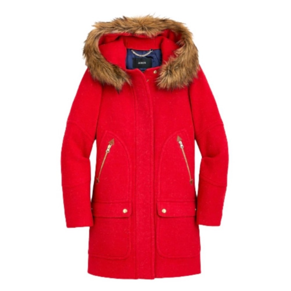 J CREW Chateau parka in Italian stadium-cloth wool- Red